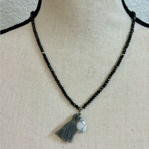 Charming Charlie charcoal gray sparkly beaded necklace